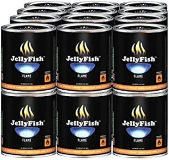 Real JellyFish Flame Premium Gel Fuel 24 Cans Indoor or Outdoor Made in USA 13oz