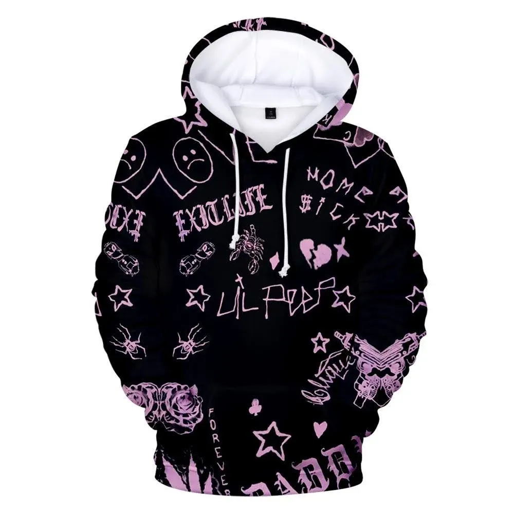 Lil Peep Merch Hoodie 3D Men & Women Sweatshirt Couple Hip-hop Sweater - - M