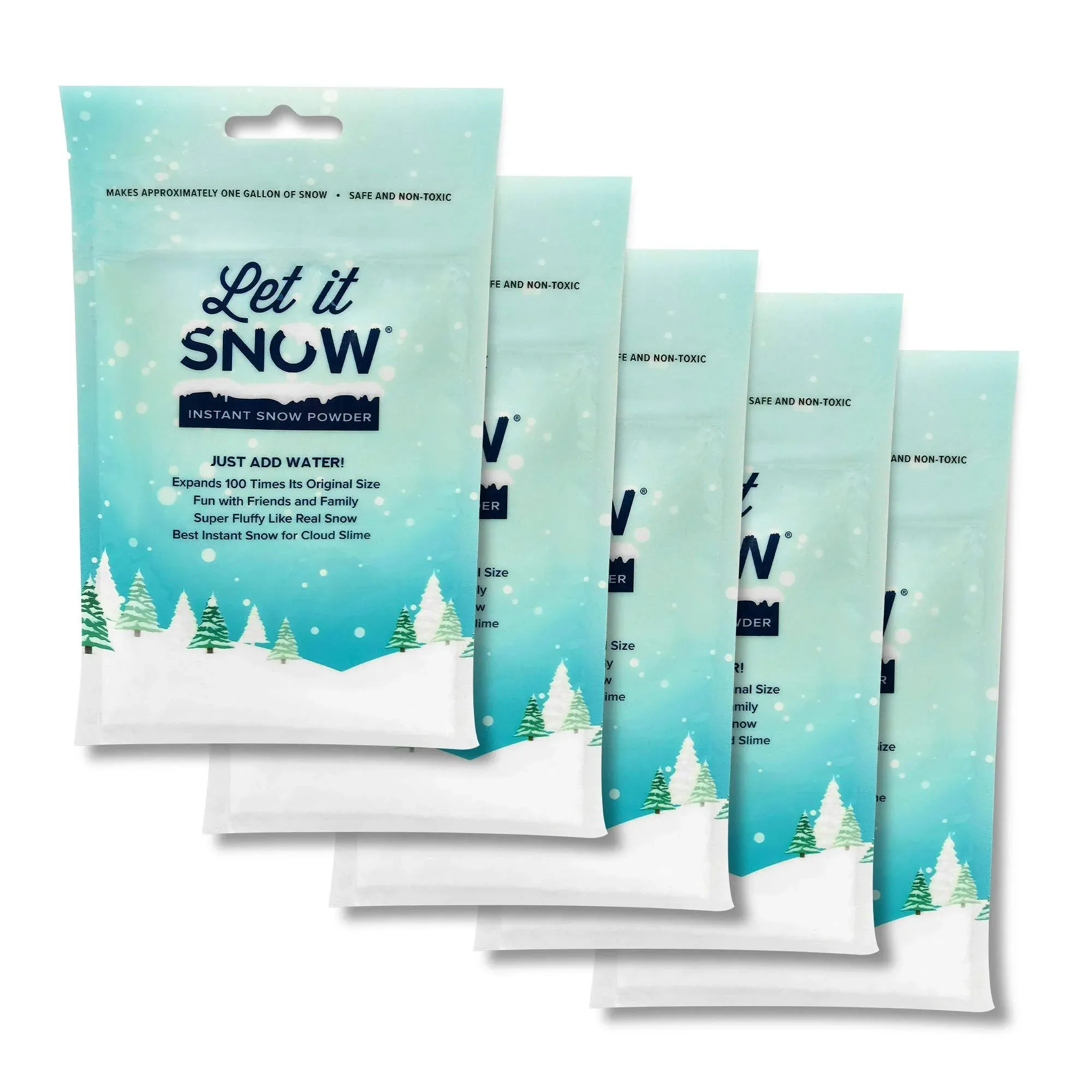 Let it Snow Instant Snow for Slime | Made in The USA Premium Fake Snow Powder for Kids | Great Artificial Snow for Holiday Snow Decorations, Sensory Activities and Slime | Makes 5 Gallons