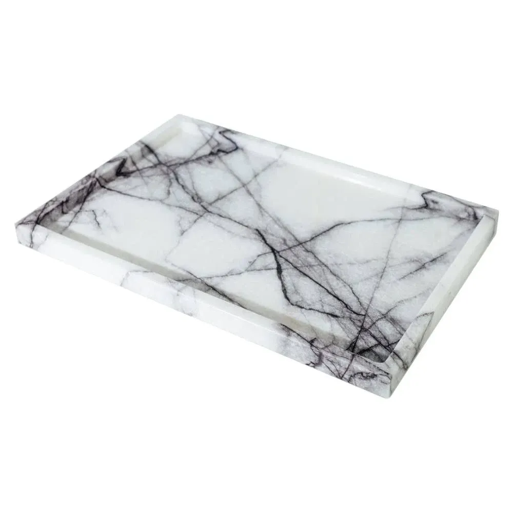 Real Luxurious Vanity Tray Natural Genuine Marble Storage Tray for Home Decor...