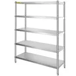 Vevorbrand Stainless Steel Shelving 48x18.5 inch 5 Tier Adjustable Shelf Storage Unit Heavy Duty Shelving for Kitchen Commercial Office Garage Storage