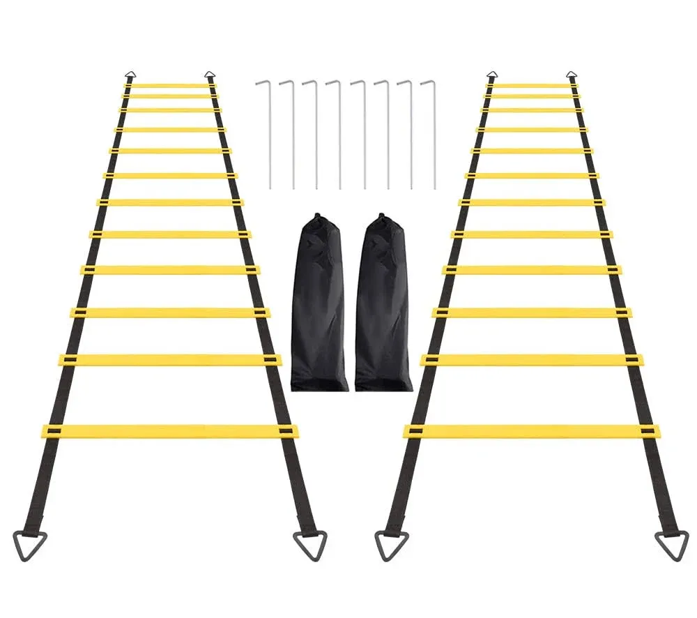 1/2/4 Pack Agility Ladder Set, 12 Rungs Agility Ladder Set, Training Ladder with Steel Stakes and Carry Bag for Soccer, Speed Fitness Feet Training