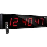 Ivation Huge 72" Inch Large Big Oversized Digital LED Clock with Stopwatch, Alarms, Countdown Timer & Temp - Shelf or Wall Mount (Red) | 6-Level Brightness, Mounting Holes & Hardware