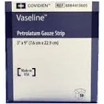 Vaseline Petrolatum Gauze Strip Dressing - 3" x 9" Box of 50 - Covidien