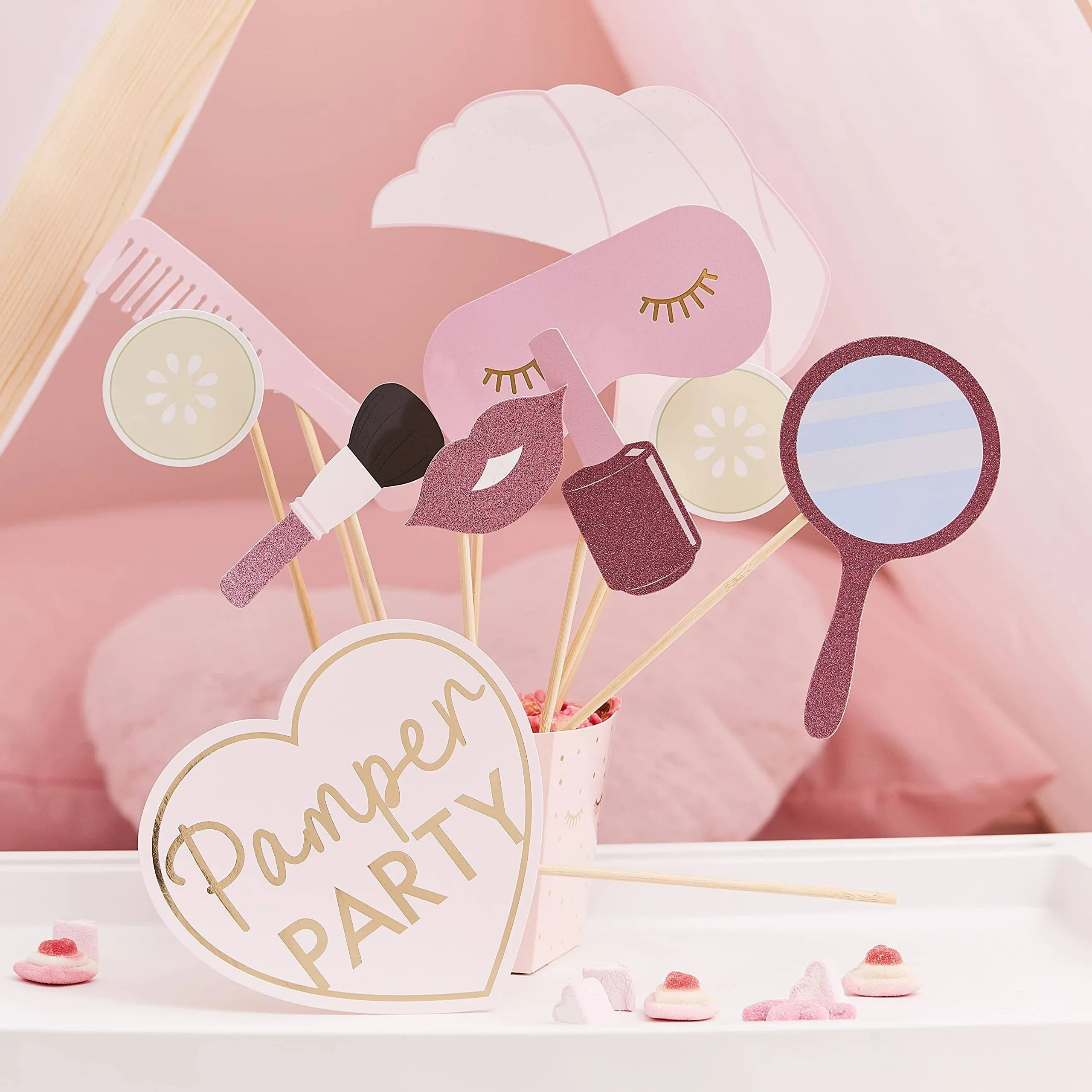 Pink Glitter and Foil Pamper Party Photo Props