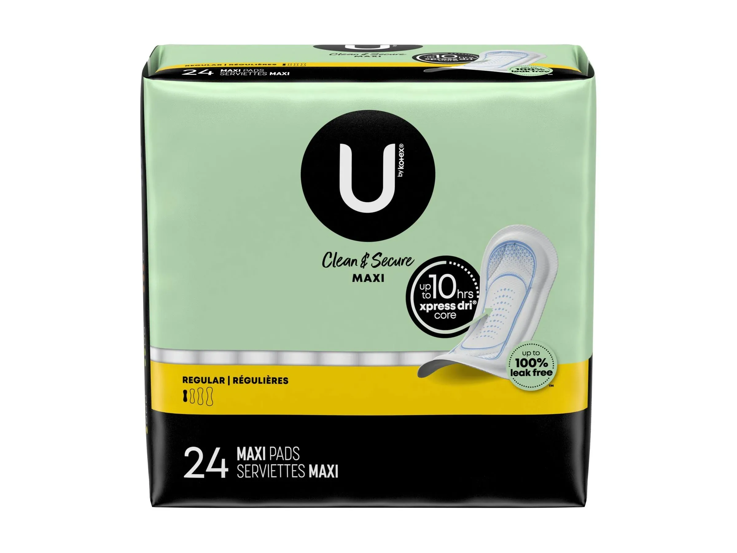 U By Kotex Security Pads. Maxi, Regular - 24 pads
