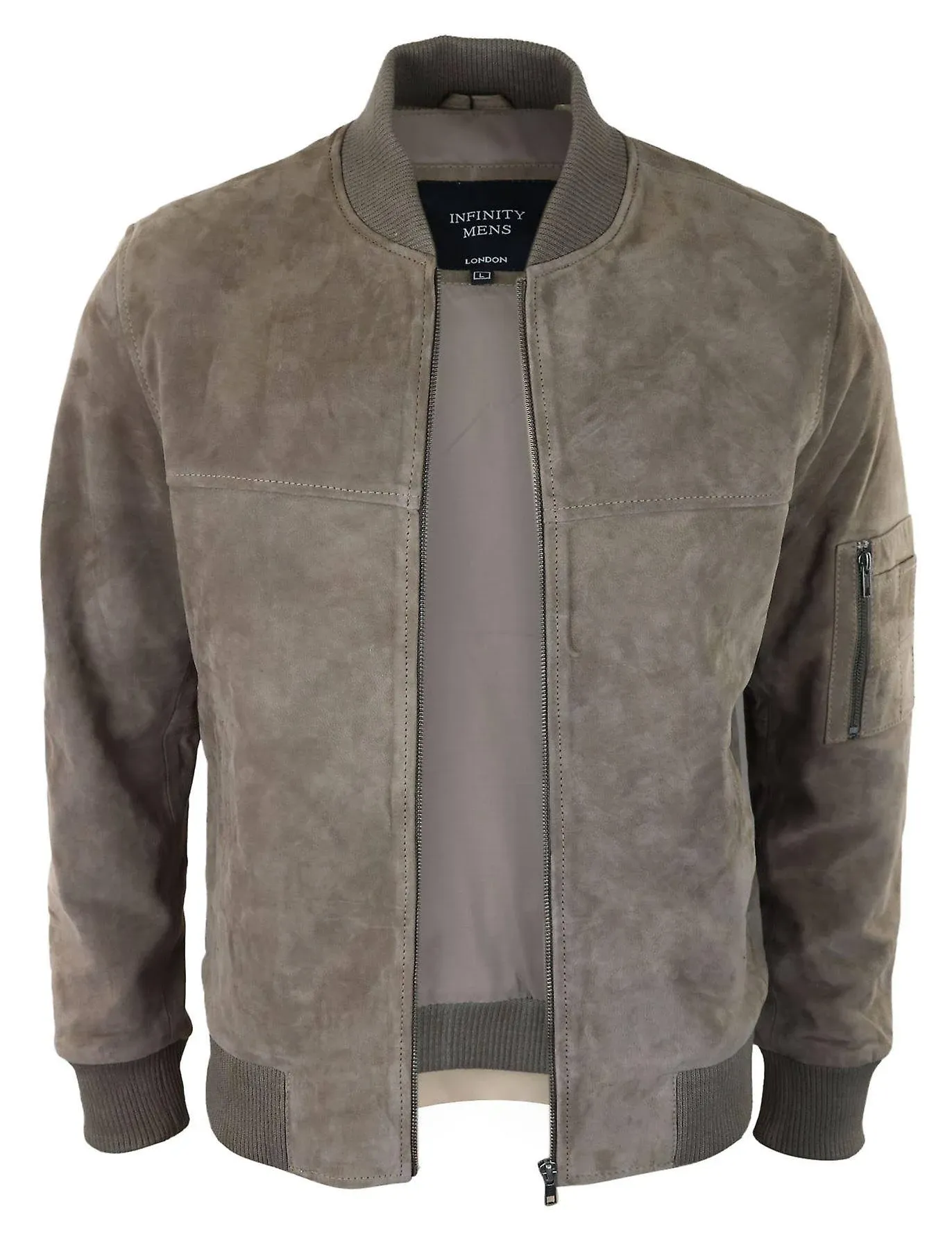 Mens Genuine Suede Bomber Jacket Leather Casual Varsity VIntage Smart Casual