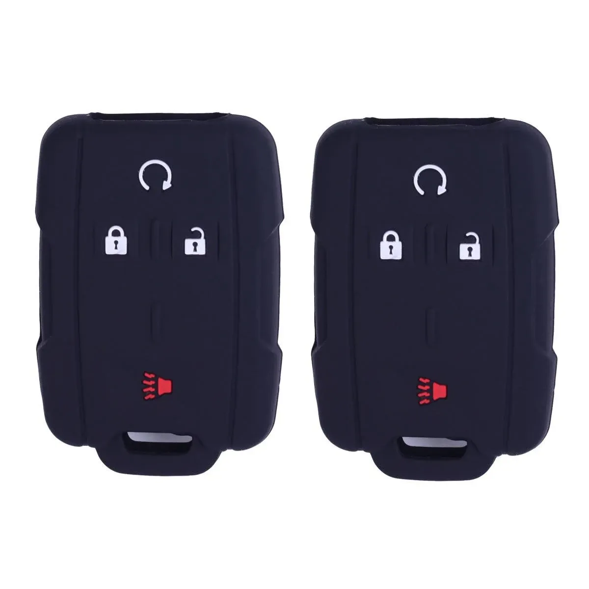 2pcs XUHANG Sillicone Key Fob Skin Key Cover Remote Case Protector Shell for Chevrolet Silverado Colorado GMC Sierra Yukon Cadillac Smart Remote Black