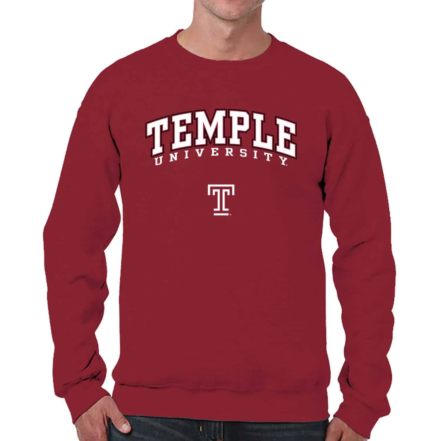 Campus Colors Adult Arch & Logo Soft Style Gameday Crewneck Sweatshirt (Temple ...