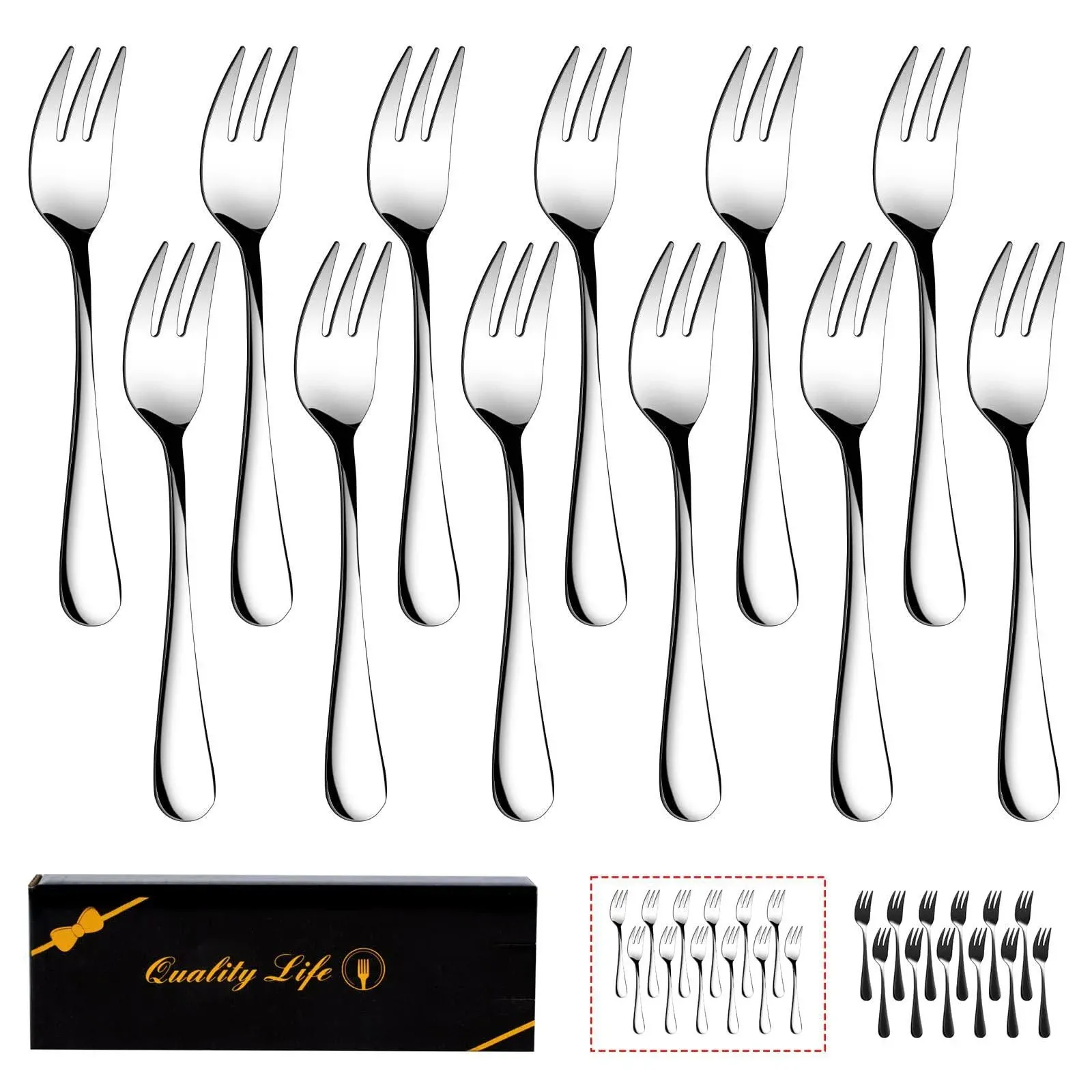 Dessert Forks Set of 12, 5.5Inches, Stainless Steel Cocktail Forks, Appetizer Small Forks, Fruit Salad Forks for Party, Hotel, Restaurant，Dishwasher Safe