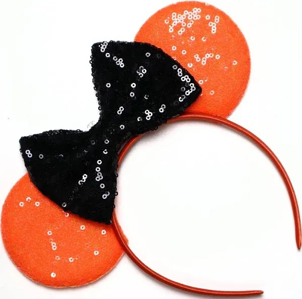 CLGIFT Halloween Minnie Ears, Orange Minnie Ears, Black Mickey Ears Headband ...