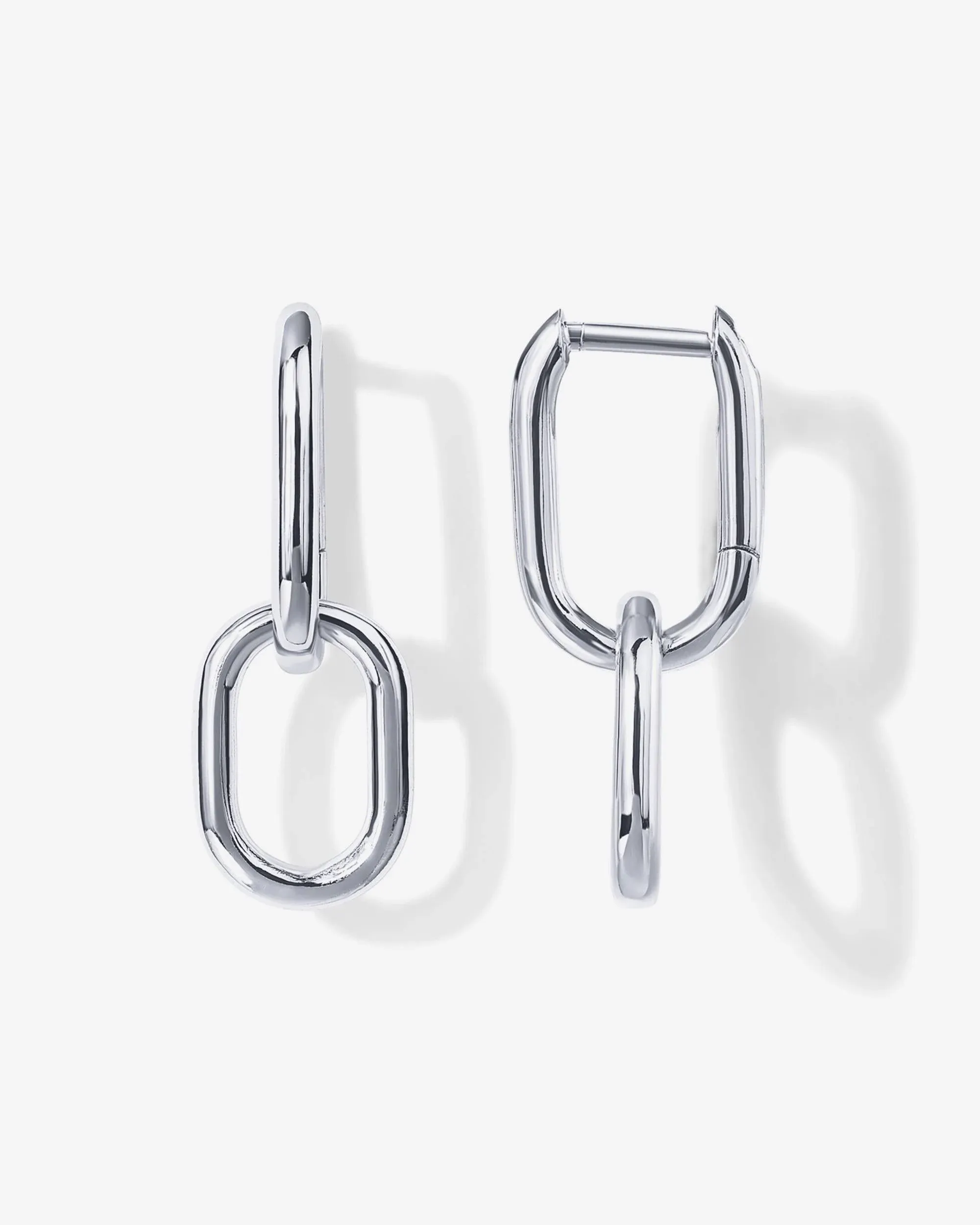 PAVOI Rhodium Plated Convertible Link Earrings for Women | Paperclip Link Chain Earrings | Drop Dangle Earrings