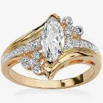 PalmBeach Jewelry 1.03 TCW Marquise-Cut Cubic Zirconia Engagement Anniversary Ring in 14K Gold-Plated