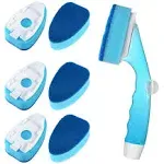 Non Scratch Dishwand Refill with Handle, 6 Heavy Duty Dish Wand Refills, Replacement Sponge Heads Set, Soap Control Dispenser Scrubbers, Dishwashing Scrub Dispensing Brush, Dishwasher Cleaning Tool