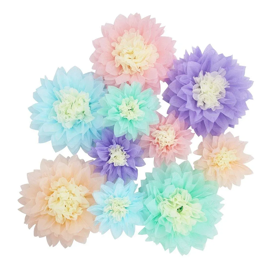 Mybbshower Pastel Tissue Paper Flower Baby Shower Centerpiece Living Room Wall ...