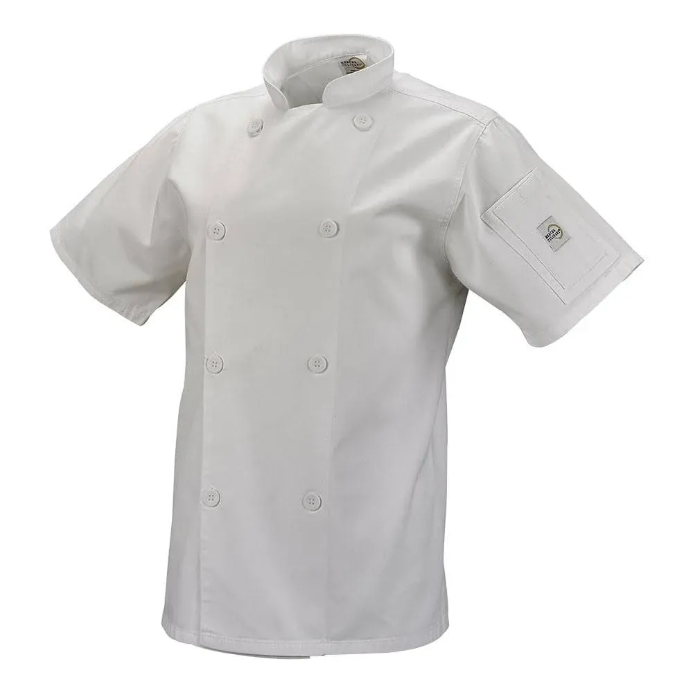 Mercer Culinary M61032WHL Genesis Women's Chef Jacket Short Sleeve (8) Traditional Buttons