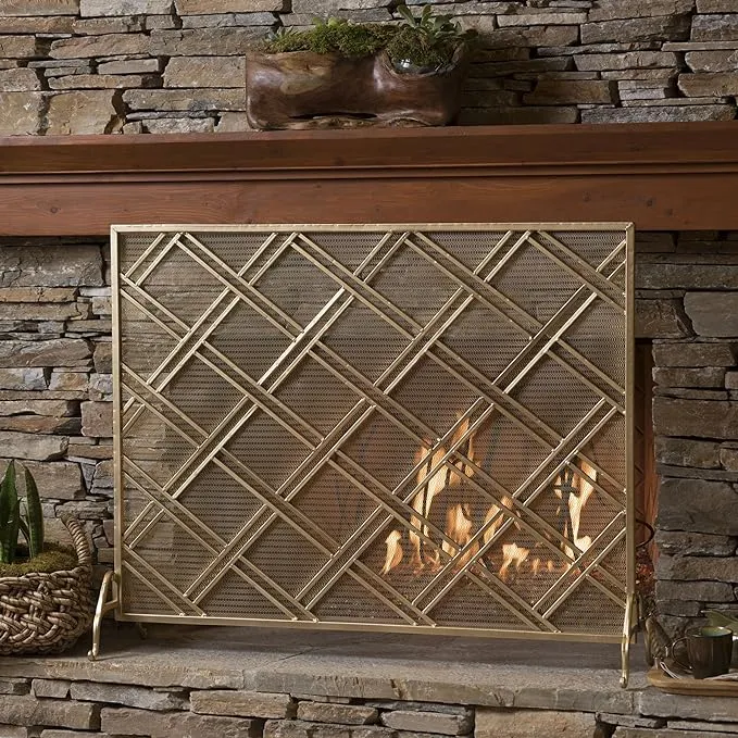 Christopher Knight Home Josette Single Panel Iron Fireplace Screen, Gold