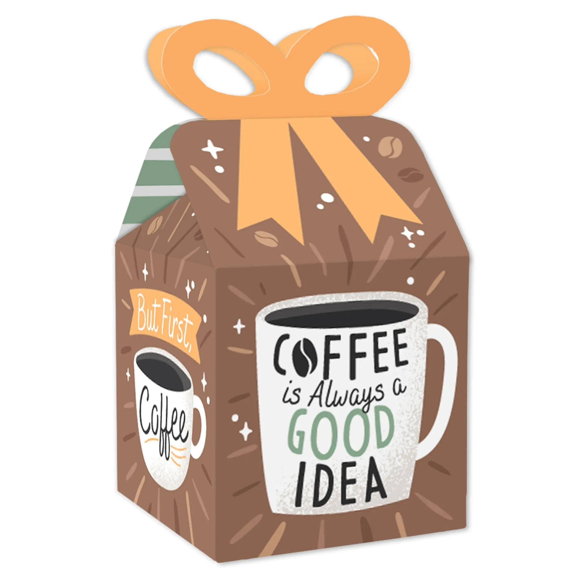 But First, Coffee - Square Favor Gift Boxes - Cafe Themed Party Bow Boxes - Set of 12