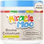 Miracle Moo Colostrum Supplement for Gut Health, Hair Growth, Beauty and Immune Support - Easy to Mix Grass Fed Bovine Powder - Highest IgG Plus