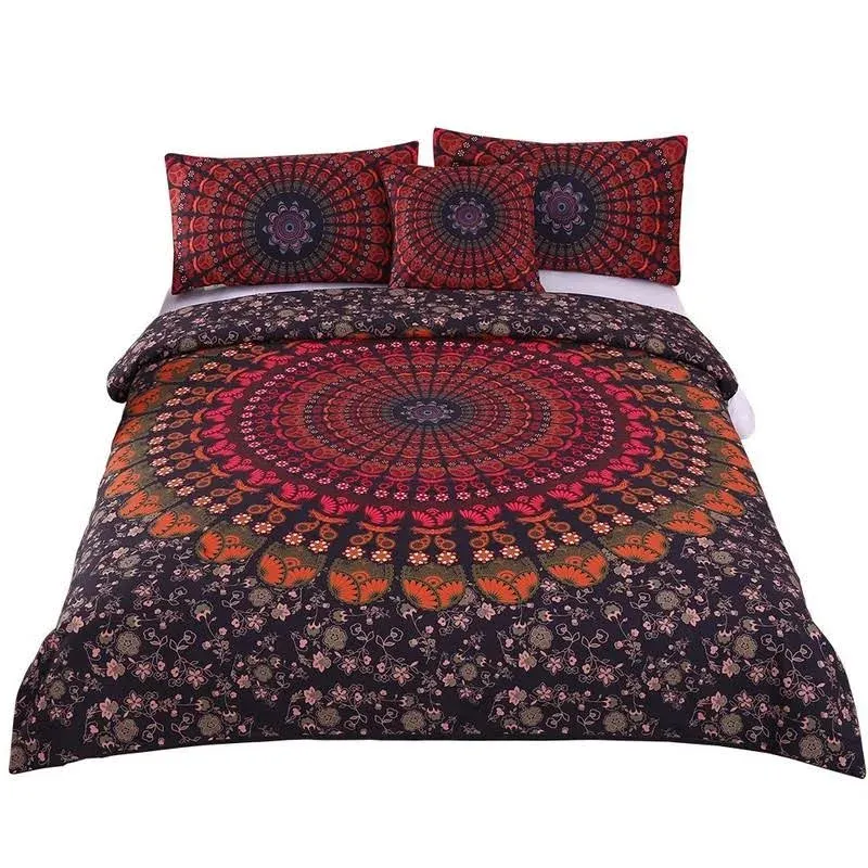 Sleepwish 4 Pcs Mandala Hippie Concealed Bedspread Bohemian Bedding Duvet Cover