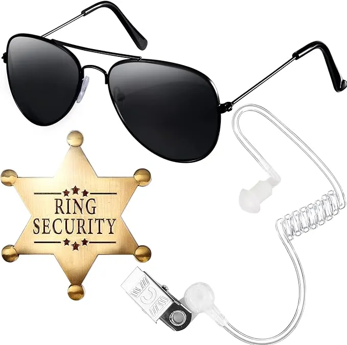 YOTNUS Ring Bearer Gifts Ring Security Wedding Sun Glasses,Ring Security Badge and EarPiece Cosplay for Ring Bearer Proposal