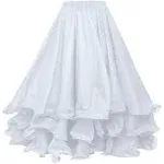 Bellylady Belly Dance Skirt Halloween Tribal Chiffon Tiered Maxi Full Skirt-White