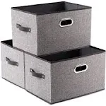 PRANDOM Larger Collapsible Storage Bins for Closet [3-Pack] Decorative Linen