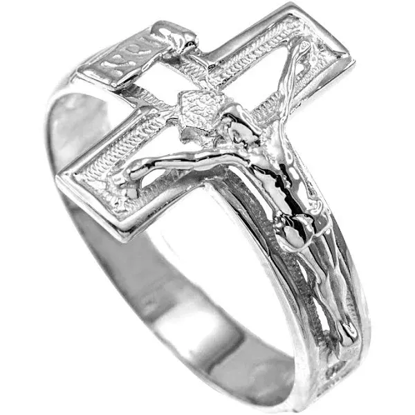 925 Sterling Silver Open Crucifix Cross Ring