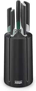 Joseph Joseph Elevate Knives 5-piece Carousel Set, Japanese Stainless Steel Knife Block - Editions - Sage Green and Black, 4