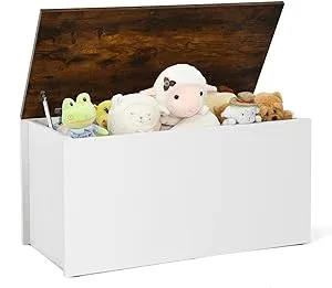 Costzon Kids Toy Box Storage Chest, Wooden Children Storage Bench Ottoman Trunk w/ Flip-Top Lid