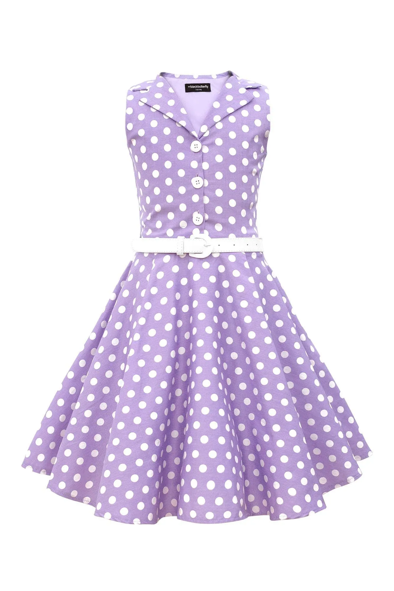 BlackButterfly Kids 'Holly' Vintage Polka Dot 50's Girls Dress - Purple - 13 - 14 ...