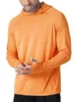 Willit Men's UPF 50+ Sun Protection Hoodie Shirt Long Sleeve SPF Fishing Outdoor UV Shirt Hiking Lightweight Orange XL