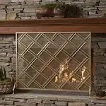 Jalama Single Panel Gold Iron Fireplace Screen