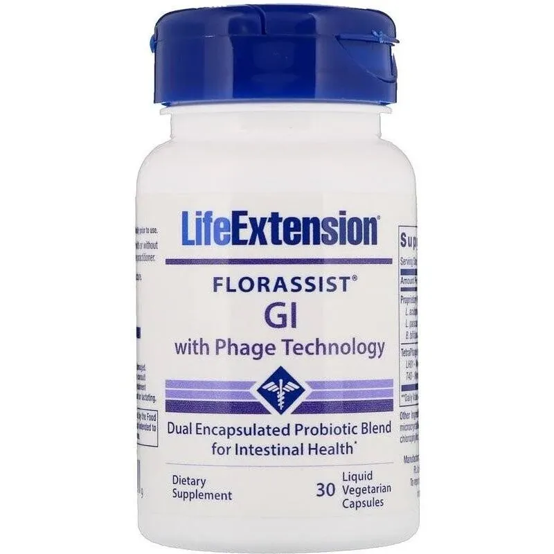 Life Extension, Florassist Probiotic, GI with Phage Technology, 30 Liquid Vegetarian Capsules