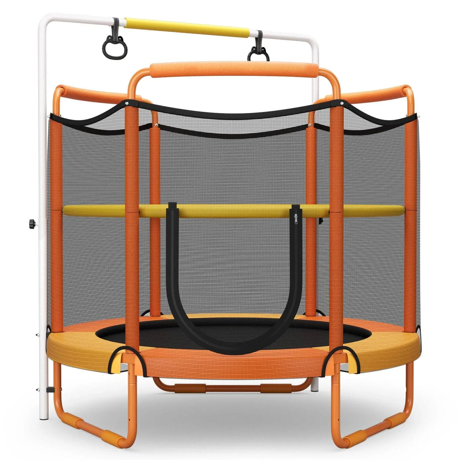 5 Feet Kids 3-in-1 Game Trampoline with Enclosure Net Spring Pad-Orange