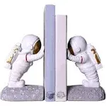 Joyvano Astronaut Bookends - Book Ends to Hold Books - Space Decor Bookends for Kids Rooms - Bookends for Heavy Books - Unique Book Holders with Anti