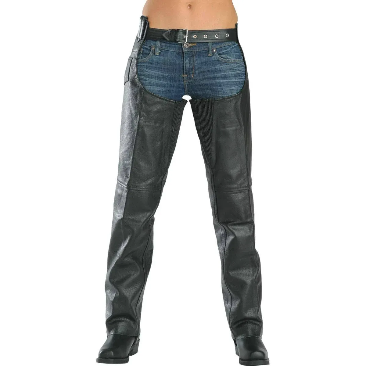 Xelement 7553 Women's Black 'Advanced Dual Comfort' Leather Chaps - 6 (Black)