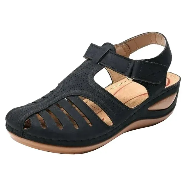 Women Summer Sandals Beach Wedge Sandals Bohemia Flip-Flop Ankle Strap Causal Comfortable Round Toe Gladiator Outdoor Shoes