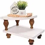 2 Pieces Wood Corner Counter Shelf Rustic Pedestal Stand Corner Shelves Rectangu