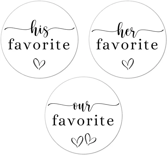 His Her Our Favorite Stickers Wedding Treat Bag Favor for Guests Labels 2-Inch ...