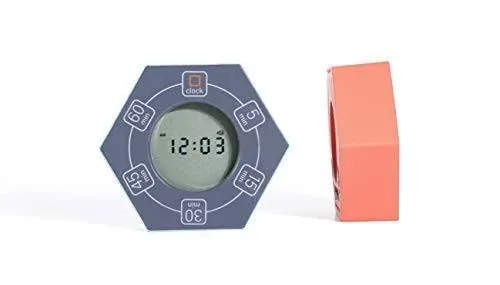 Hexagon Rotating Productivity Timer with Clock, Pomodoro Timer with 5,15, 30, 45, 60 Minute Presets, Timer for People with ADHD (Orange)