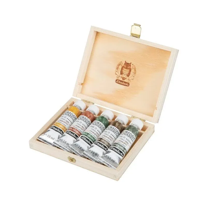 Schmincke Horadam Aquarell Artist Watercolor - Set of 5, Supergranulation, Urban, Wood Box, 15 ml, Tubes