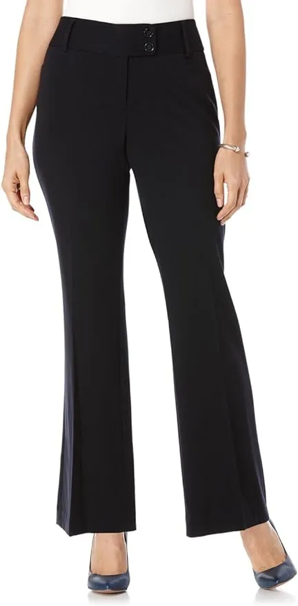 Rafaella Women's Gabardine Bootcut Pants Curvy Fit Plus