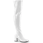 Funtasma GOGO-3000 Women's Stretch Patent Thigh High Boot, White, Size 8 M