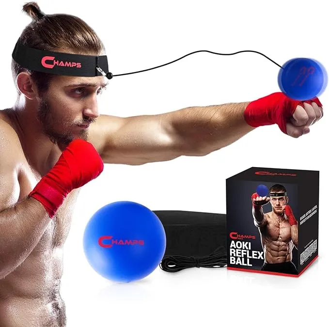 CHAMPS MMA Boxing Reflex Ball with App -Improve Reaction Speed and Hand Eye Coordination Training Boxing Equipment for Training at Home, Boxing Gear for MMA Equipment, Punching Ball Reflex Bag