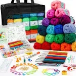 103 PCS Crochet Kit with Crochet Hooks Yarn Set, Premium Bundle Includes 1650...