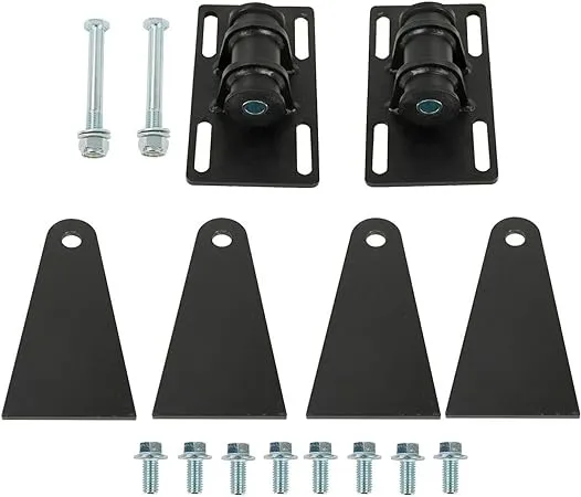 BLACKHORSE-RACING LS Swap Mounts Universal Adjustable Conversion Motor Mounts & Adapters Plates W/Nuts Gaskets Screws Kit for Street Rods Rock