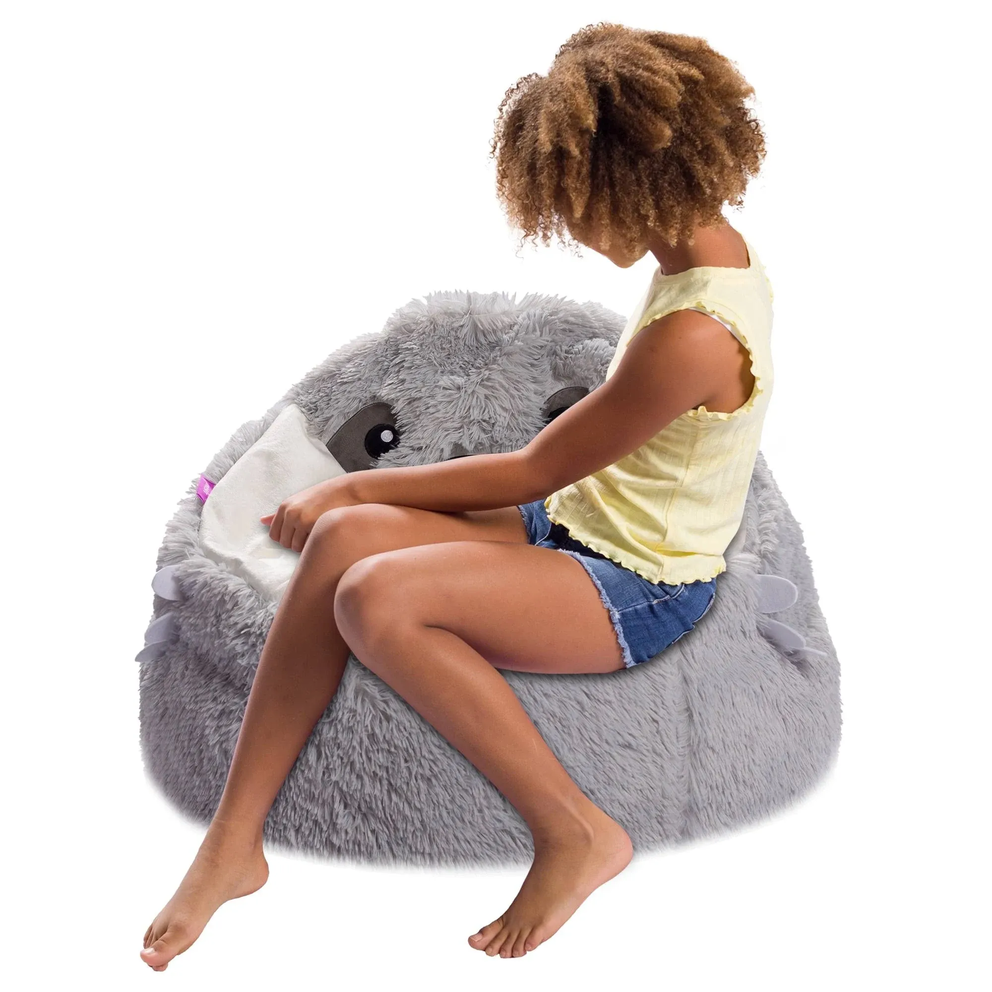 Posh Creations Cute Soft and Comfy Bean Bag Chair for Kids, Animal - Grey Sloth