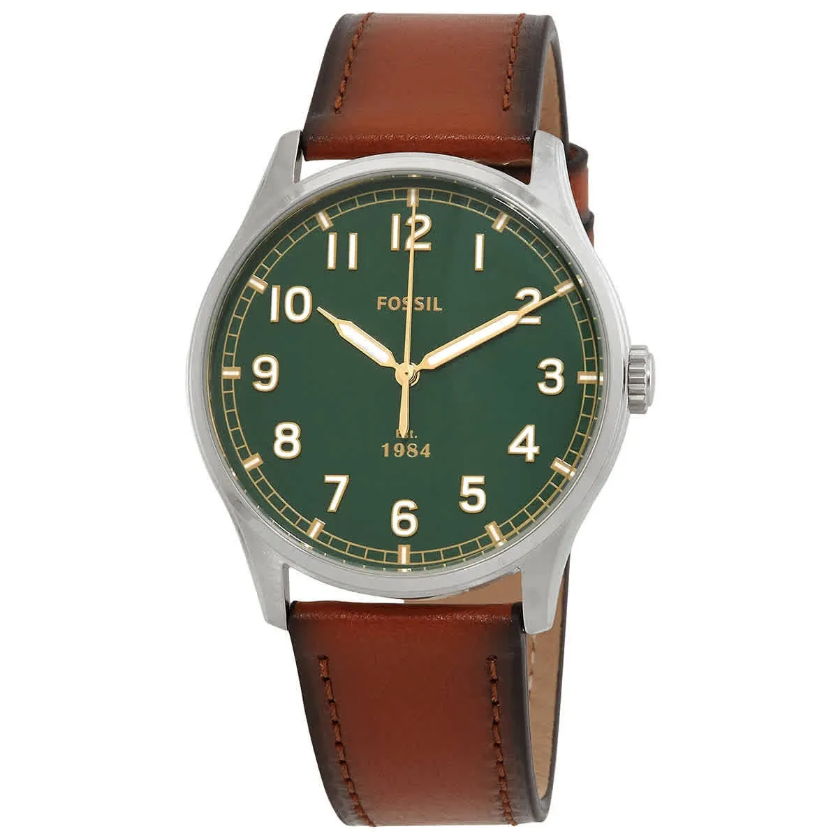 Shop Fossil Dayliner Quartz Green Dial Mens Watch Fs5925 In Brown / Gold Tone / Green