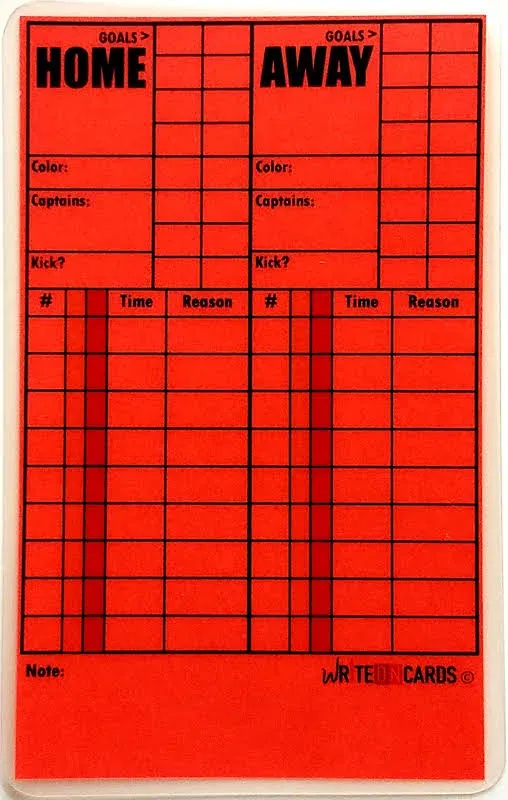 Soccer Write On Referee Cards